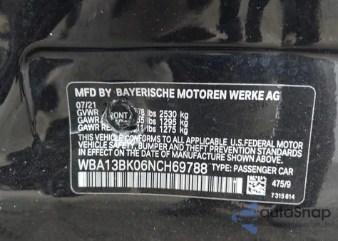 2022 BMW M550Xi из США, поврежденный, VIN WBA13BK06NCH69788